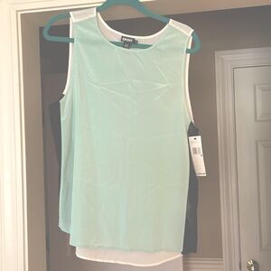 DKNY sleeveless silk blouse color block